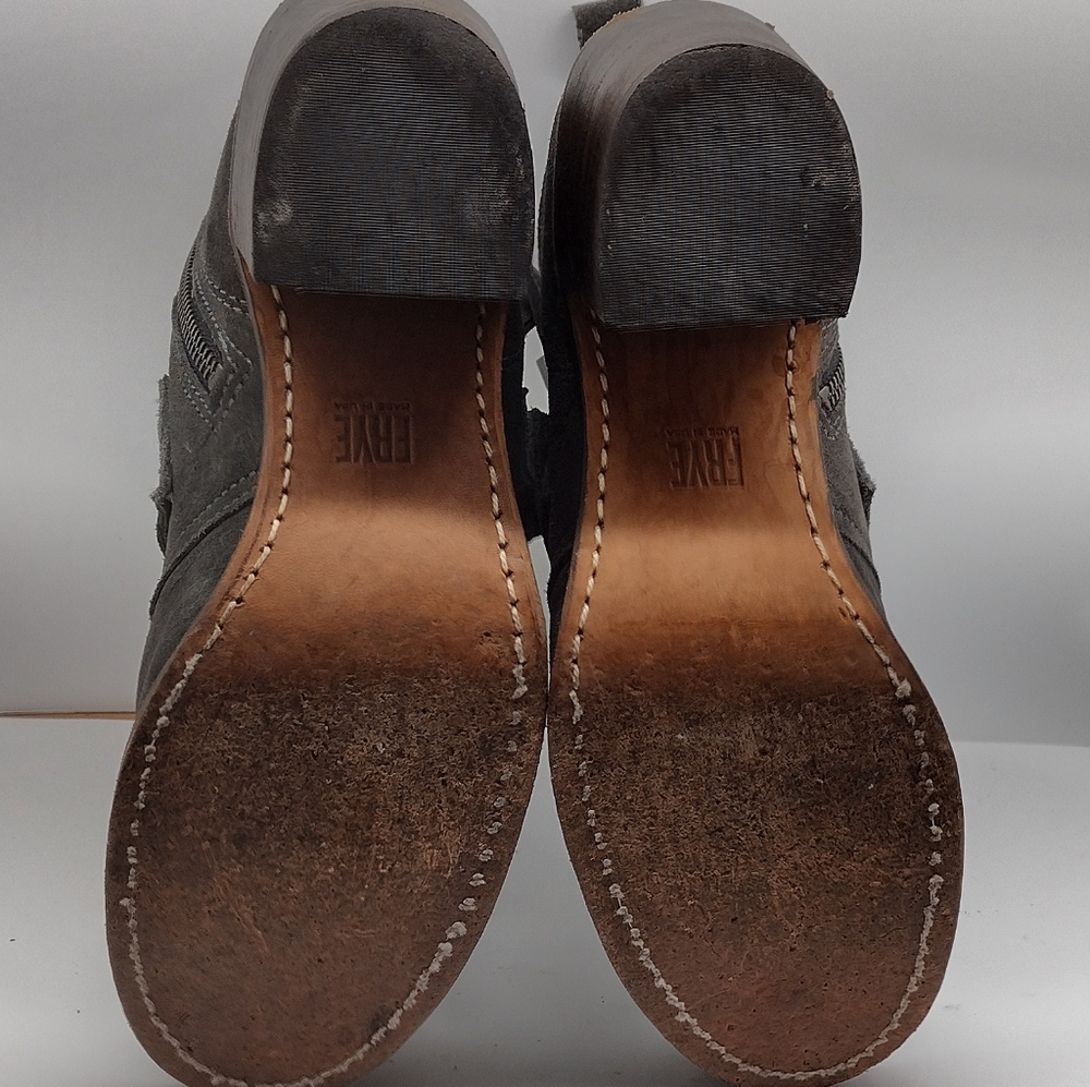 Frye Sabrina Double Buckle Grey Leather Boots l Side Zipper l Size 9 M l - Picture 11 of 11